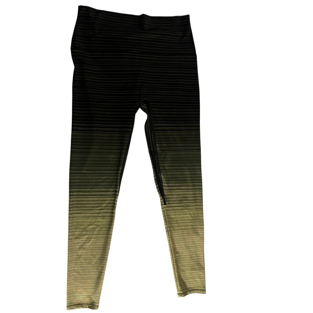 K-Deer Ombre Stripe leggings‎ black & green High Rise sneaker length XL Ankle